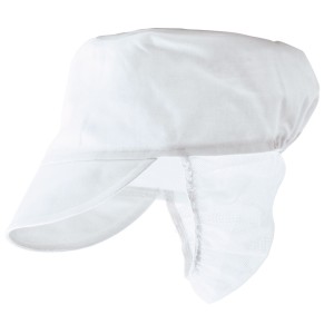A white workwear garment designed for use on construction sites and in industrial work environments.,