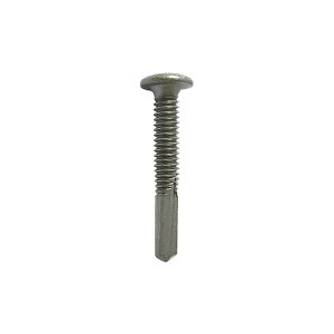 A steel 5.5×38mm self-drilling screw with a sharp drill-point tip and spiral threads along the shaft, suitable for fixing into steel framing.