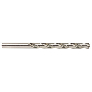 A HSS drill bit with a precision-ground tip and fluted shank, for drilling into metal and hard plastics.