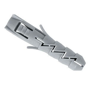 A nylon wall plug with a ribbed body that expands on screw insertion, designed for use in solid masonry including concrete and brick.