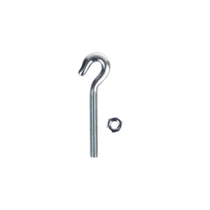 A bright zinc plated M6 hook bolt with a curved hook end and a threaded shank, used for hanging and suspension applications.