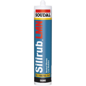 A  cartridge of white silicone sealant with a flexible cured finish, for sealing joints around kitchens, bathrooms, and windows.
