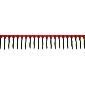 A steel drywall screw with a bugle head and fine threads, designed for fixing plasterboard to timber or metal studwork.