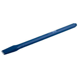 A hardened steel bolster chisel with a wide flat blade, used for cutting masonry, tiles, and breaking out concrete.