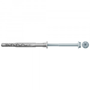 A nylon 10×80mm frame anchor with a countersunk head and nylon expansion plug, designed for securing window and door frames to masonry walls.