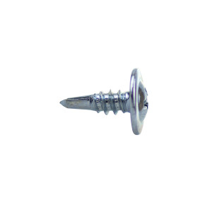 A bright zinc plated wafer head drywall screw with a bugle head and fine threads, designed for fixing plasterboard to timber or metal studwork.