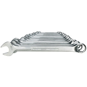 A Gedore combination spanner with an open-ended jaw at one end and a ring spanner at the other, in chrome vanadium steel.