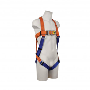 A fall-arrest safety harness or lanyard with energy-absorbing components, for working at height in compliance with safety regulations.