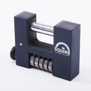 A black Squire combination padlock with four numbered dials, all set to 6, shown on a white background. The Squire logo and Handmade Since 1780 are printed on the lock.