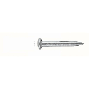 A single metal masonry nail with a flat head and pointed tip, displayed horizontally on a plain white background.
