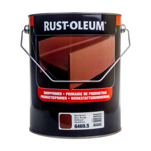 A tin of protective metal paint in red for long-lasting rust protection on ferrous metal surfaces.,