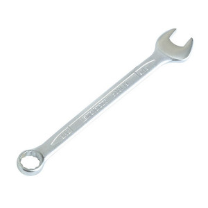 A combination spanner with an open-ended jaw at one end and a ring spanner at the other, in chrome vanadium steel.