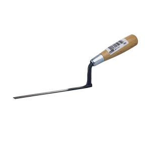 A margin trowel with a rectangular steel blade, designed for spreading adhesive and working in confined spaces.