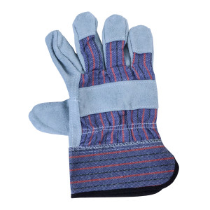 A pair of work gloves with a textured grip palm and adjustable wrist closure, designed for general site use.