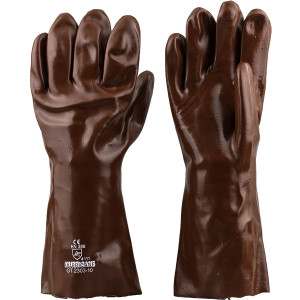 A pair of work gloves with a textured grip palm and adjustable wrist closure, designed for general site use.
