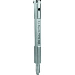 A metal rebar cutter drill bit with a cylindrical body, sharp cutting edges at the tip, and a threaded end. The tool is engraved with “rebarCUTTER 018” and appears against a plain white background.