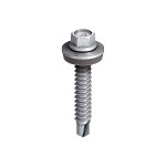 A stainless steel screw with a threaded shaft and sharp point, for general-purpose fastening applications.