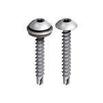 A steel 4.9×35mm self-drilling screw with a sharp drill-point tip and spiral threads along the shaft, suitable for fixing into steel framing.