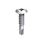 A carbon steel 5.5×25mm self-drilling screw with a sharp drill-point tip and spiral threads along the shaft, suitable for fixing into steel framing.