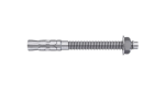 A galvanised M8 through bolt anchor with a hex nut and washer, featuring a threaded shaft and expansion sleeve, designed for securing heavy loads to concrete or masonry surfaces.