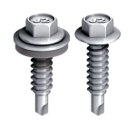 A steel 6.3×25mm self-drilling screw with a sharp drill-point tip and spiral threads along the shaft, suitable for fixing into steel framing.