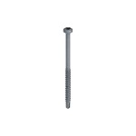 A steel self-drilling screw with a sharp drill-point tip and spiral threads along the shaft, suitable for fixing into steel framing.