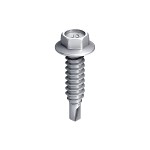 A steel 6.3×25mm self-drilling screw with a sharp drill-point tip and spiral threads along the shaft, suitable for fixing into steel framing.