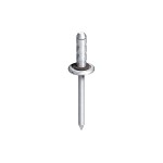 An aluminium 4.8×16mm dome-head blind rivet with a steel mandrel, used for joining sheet materials where access is only available from one side.