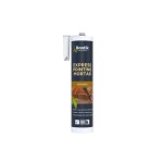 A tube of Bostik Express Pointing Mortar for masonry, featuring a nozzle cap and labeled with product details and images of brickwork.