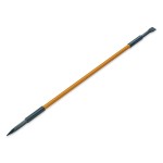 A yellow-handled crowbar with a flat wedge at one end and a pointed tip at the other, designed for prying and demolition work, isolated on a white background.