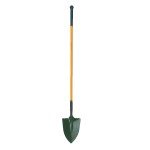 A Bulldog short-handled square-bladed spade with a steel blade and a wooden or fibreglass shaft, for general digging work.