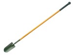 A Bulldog short-handled square-bladed spade with a steel blade and a wooden or fibreglass shaft, for general digging work.