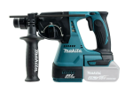 A teal and black Makita cordless combi drill with an 18V motor, a 13mm keyless chuck, and hammer, drill, and screwdriver modes.
