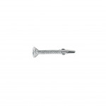 A single silver wall anchor screw with a flat, slotted head and pointed tip, isolated on a white background.