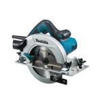 A teal and black Makita corded circular saw with a 110V motor, an adjustable bevel plate, and a blade guard, for ripping and cross-cutting timber.