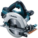 A teal and black Makita cordless circular saw with a motor, an adjustable bevel plate, and a blade guard, for ripping and cross-cutting timber.