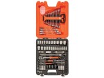 A Bahco socket wrench set with a ratchet handle and multiple socket sizes, for tightening and loosening nuts and bolts.