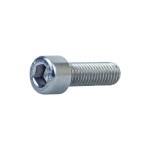 A stainless steel M12 socket cap head screw with a threaded shaft and sharp point, for general-purpose fastening applications.