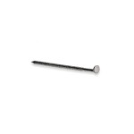 A galvanised ring-shank nail with annular rings along the shaft for enhanced withdrawal resistance in timber framing.,