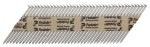 A stainless steel ring-shank nail with annular rings along the shaft for enhanced withdrawal resistance in timber framing.,