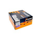 A sealed Paslode Series-i box featuring orange, black, and purple branding, with labels and product information visible on the sides.