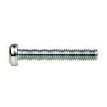 An A2 stainless steel M5 machine screw with a fully threaded shaft, used for joining metal components with a nut.