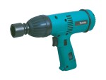 A teal and black Makita corded impact driver with a 110V motor, a hex-chuck, and variable speed, for high-torque screw driving and fastening.
