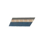 A hot-dip galvanised ring-shank nail with annular rings along the shaft for enhanced withdrawal resistance in timber framing.,