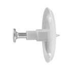 A steel flat washer with a central hole for use with a bolt or screw to distribute clamping load and protect the mating surface.,