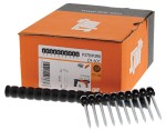 An orange and black Spit cordless power tool, with an ergonomic grip, designed for use on construction and maintenance tasks.