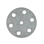 A galvanised flat washer with a central hole for use with a bolt or screw to distribute clamping load and protect the mating surface.,