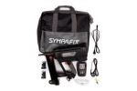 A None cordless nail gun with a magazine feed and safety tip, for driving nails quickly in timber framing and carpentry.