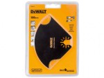 A yellow and black DEWALT cordless multi-tool with oscillating action and a universal blade mount, for sanding, cutting, and scraping.