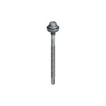 A carbon steel self-drilling screw with a sharp drill-point tip and spiral threads along the shaft, suitable for fixing into steel framing.